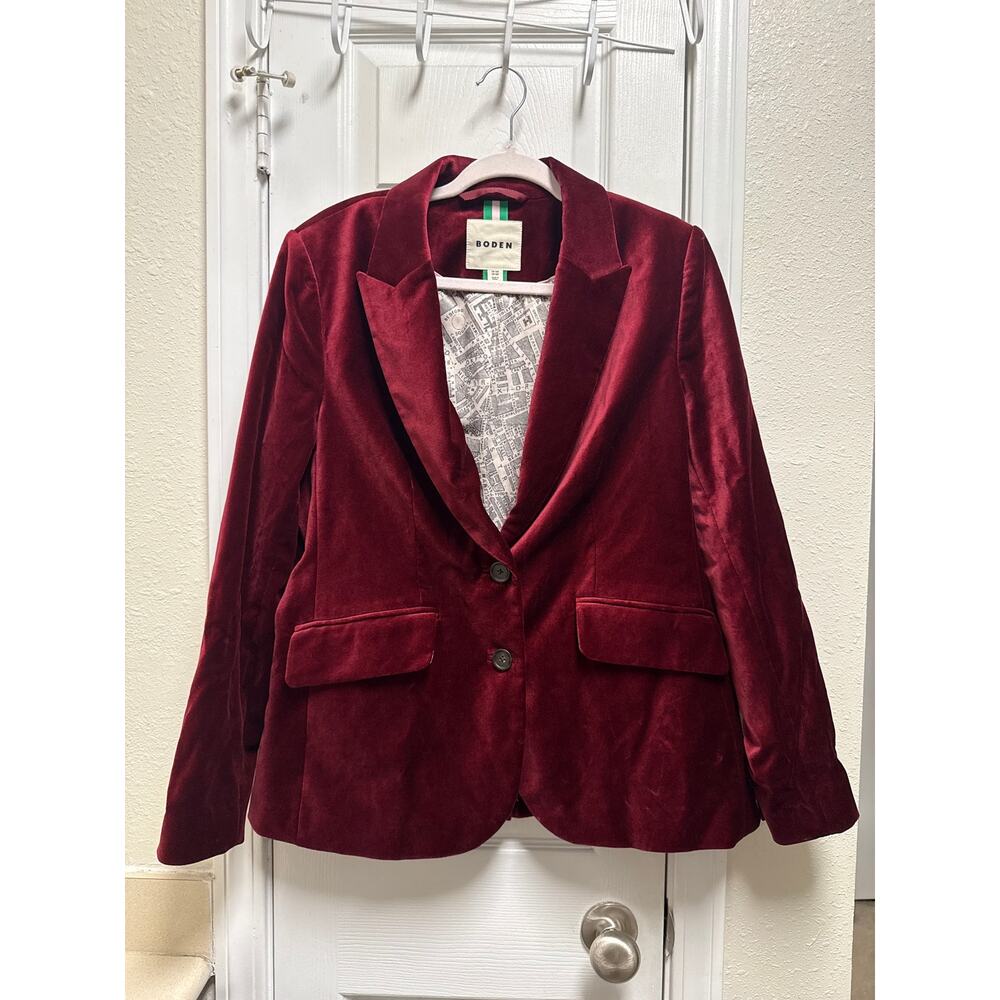 Boden Womens Red Velvet Marylebone Matching Suit Set Size 10 Holiday Preppy - Picture 2 of 10